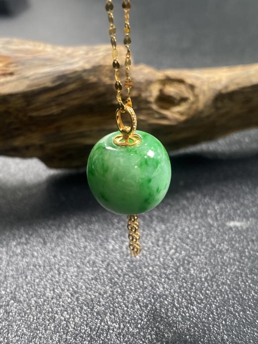 【FC0059】18K金镶嵌翡翠飘绿桶珠吊坠 飘花灵动 美观大气 商品图3