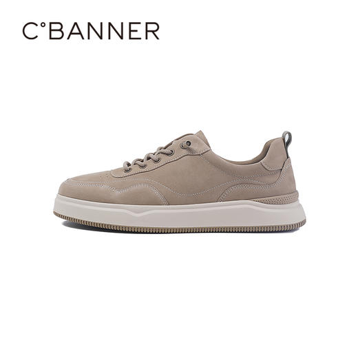 4楼千百度2025秋季真皮板鞋透气真皮鞋垫橡胶大底便穿男鞋A25407573 商品图1