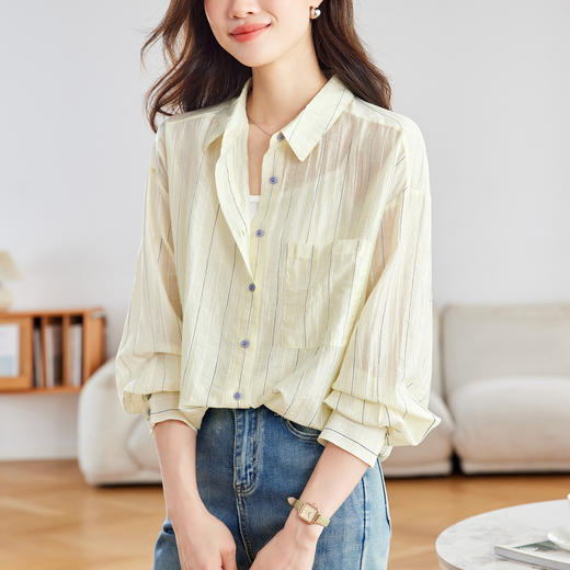 馥迦慵懒松弛感条纹衬衫 商品图2