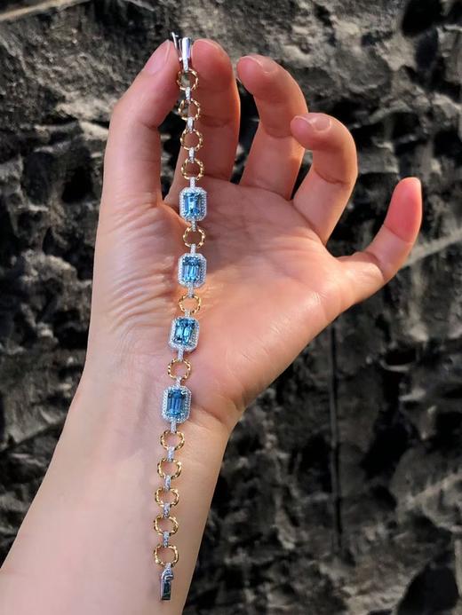 5.63ct刻面海蓝宝手链 商品图0