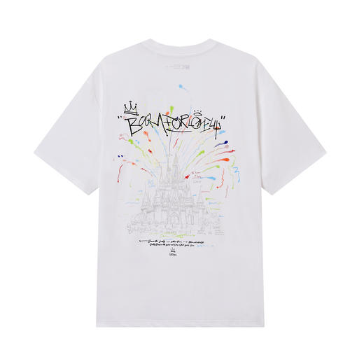 NPC潮牌皇冠系列胸前字母背后反光城堡印花短袖T恤男舒适NP56TE84 商品图6