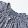 西遇韩系甜美条纹短袖衬衫女夏季褶皱圆领设计感百搭宽松衬衣H0051122 商品缩略图5