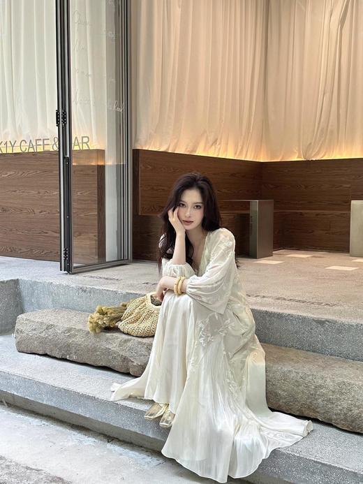 法式鱼尾植绒拼接长裙送防透吊带 商品图5