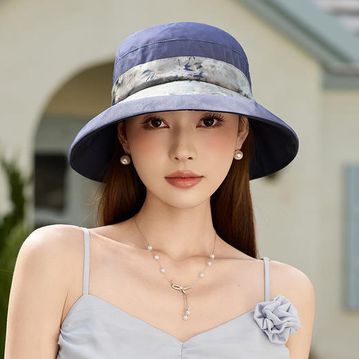 雀说 桑蚕丝防晒帽女夏季真丝透气逛街出游遮阳帽DUJ-9590 商品图0
