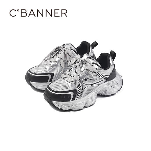 2楼千百度2025秋季潮酷机能感金属流光拼接鞋面运动鞋童鞋A25425606 商品图4