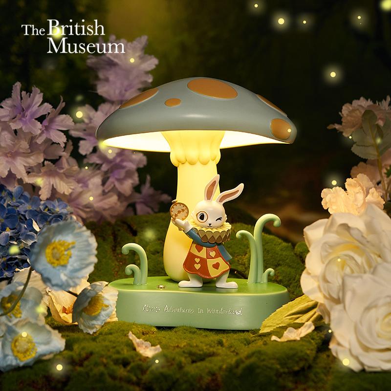 大英博物馆创意可爱蘑菇灯小夜灯卧室睡眠灯氛围灯爱丽丝漫游奇境怀表兔