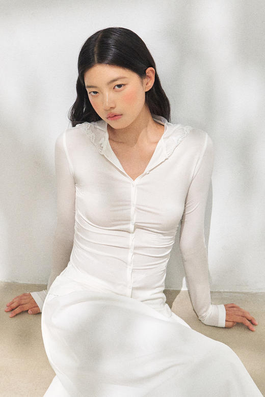 Ariseism 美式复古头纱蕾丝帽子长袖T恤女秋季新款辣妹修身上衣 商品图5