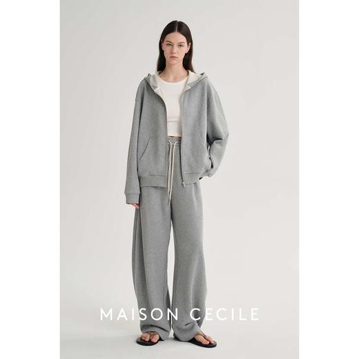 MAISON CECILE 春秋亚麻宽松休闲连帽卫衣外套/松紧腰抽绳长裤 商品图1