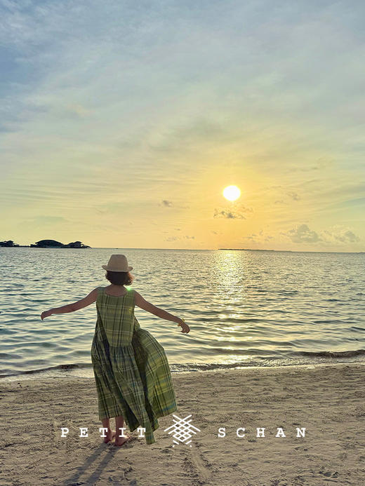 PETIT SCHAN小闪 CLO#874 Kikujiro's Summer 菊次郎的夏天 一千零一夜系列棉桑蚕丝格纹连衣裙 商品图5