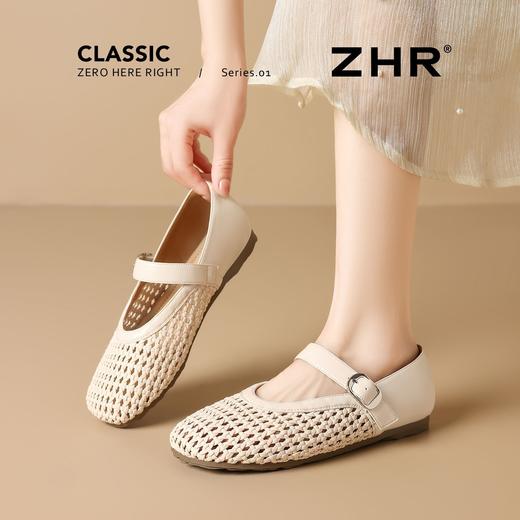 ZHR则则法式粗跟玛丽珍鞋2025新款夏季镂空编织凉鞋仙女风配裙子 商品图5