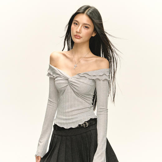 Ariseism 美式复古设计感长袖T恤女秋季新款辣妹修身上衣 商品图1