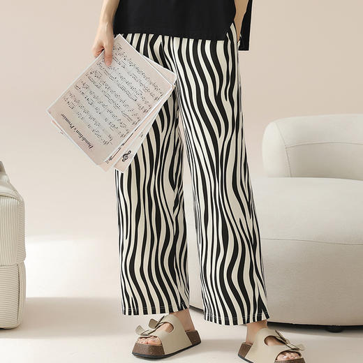 丁摩 遛弯裤女夏【纯棉】薄款印花阔腿九分裤可外穿女士纯棉家居裤睡裤5ZF-23111 商品图1