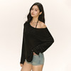Ariseism 美式复古薄款微透长袖T恤女秋季新款辣妹露肩宽松上衣 商品缩略图2