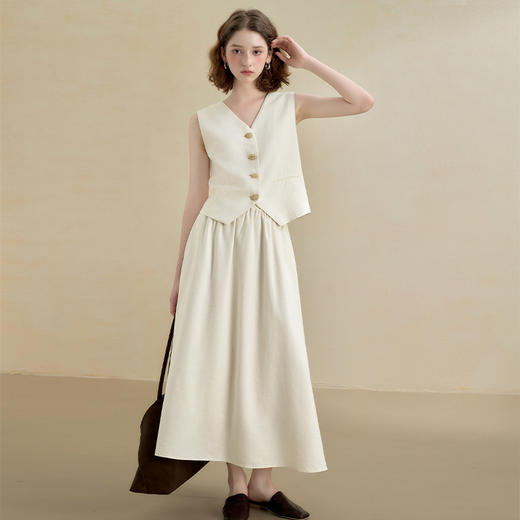 【限时秒杀】老钱风职场通勤质感两件套女V领马甲搭半身裙套装V1441346 商品图0