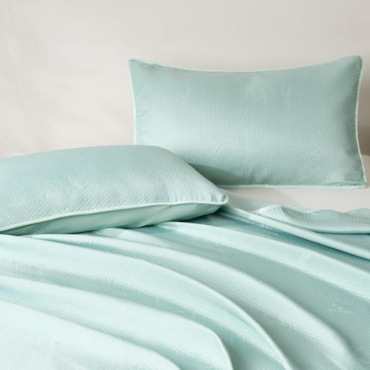 恒源祥素色提花凉席三件套可机洗凉感冰丝席空调席软席子宿舍(竹影） 商品图5