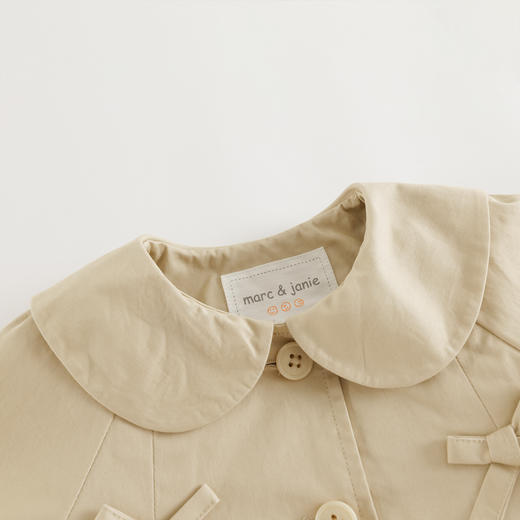 马克珍妮女童蝴蝶娃娃领纯棉风衣外套2025年秋装新款551575 商品图3