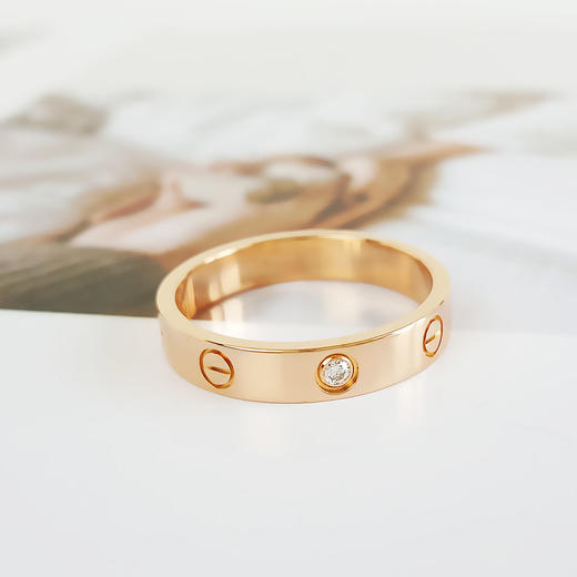 【95新】Cartier卡地亚LOVE系列B4050757 18K玫瑰金窄版单钻LOVE戒指中性款现售价：6200！130725TJ30 商品图2