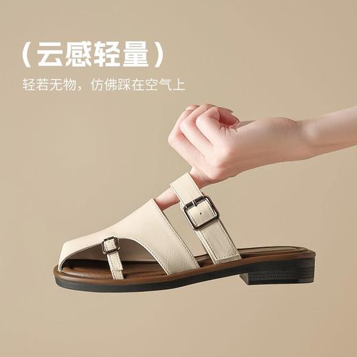ZHR则则双扣饰平底拖鞋女2025夏季新款包头拖外出通勤ins超软女鞋 商品图4