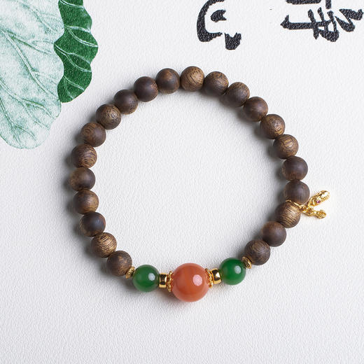 xy0485沉香+南红碧玉吉祥手串 商品图1