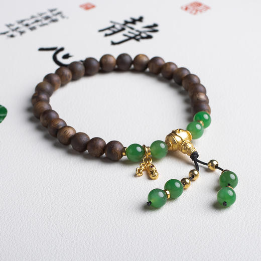 xy0488沉香+碧玉貔貅金刚杵手串 商品图2