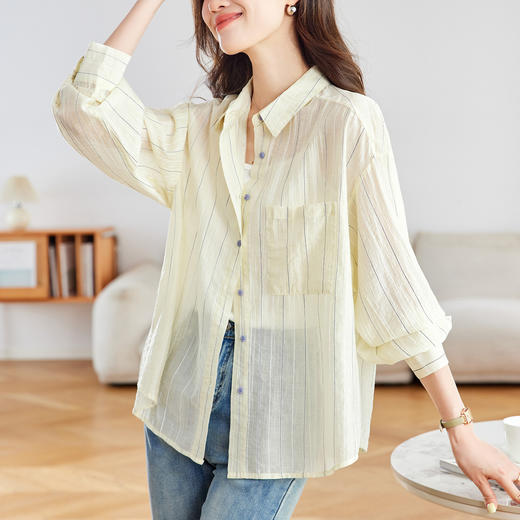 馥迦慵懒松弛感条纹衬衫 商品图3