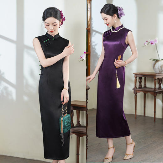 长款无袖改良夏款年轻修身走秀旗袍GX23633 商品图3