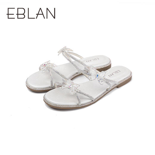 2楼伊伴2025年夏季网面烫钻蝴蝶星光钻带凉鞋B25360902 商品图4