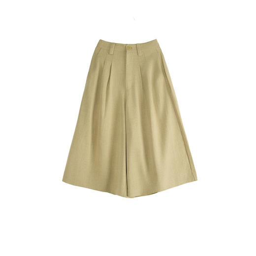 谜底纯色阔腿裤女2025夏季新款通勤气质高腰宽松八分裤25BMK5006 商品图4