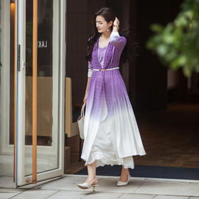 【林栖设计小店】渐变苎麻毛织开衫镂空度假气质2025早秋新款多色外套女1953274