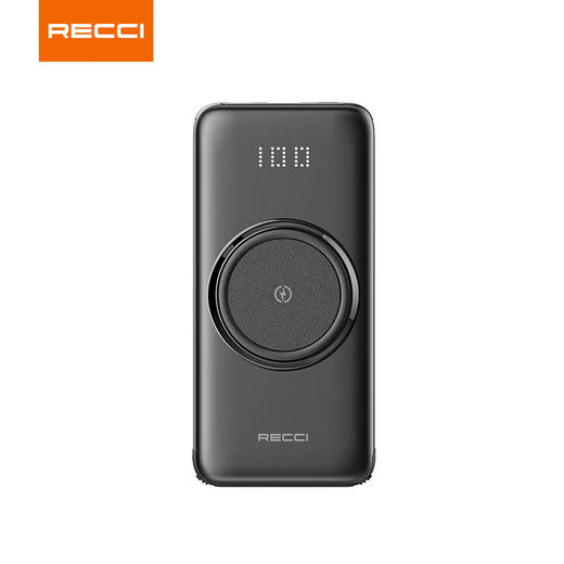 锐思Recci铂睿RPB-N28自带四根线无线充电大容量移动电源可上飞机便携苹果安卓通用 黑色 10000mAh 商品图2