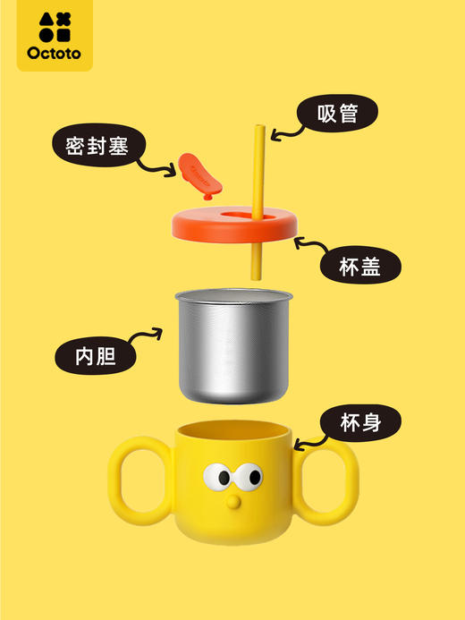 *【octoto奥克兔兔】儿童水杯宝宝吸管杯牛奶杯学饮杯杯子婴儿米糊杯 商品图3