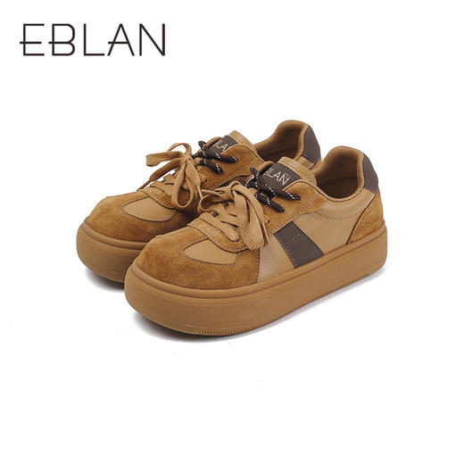 2楼伊伴2025年秋季撞色鞋带德训鞋防滑橡胶大底单鞋B25432501 商品图4