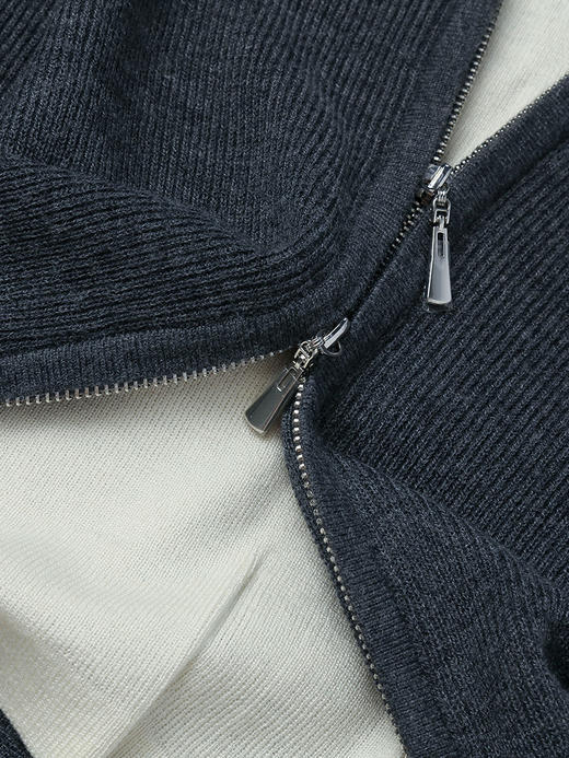 清新牛油果绿 假两件 V 领针织开衫 双拉链设计 短款时髦小外套 商品图4