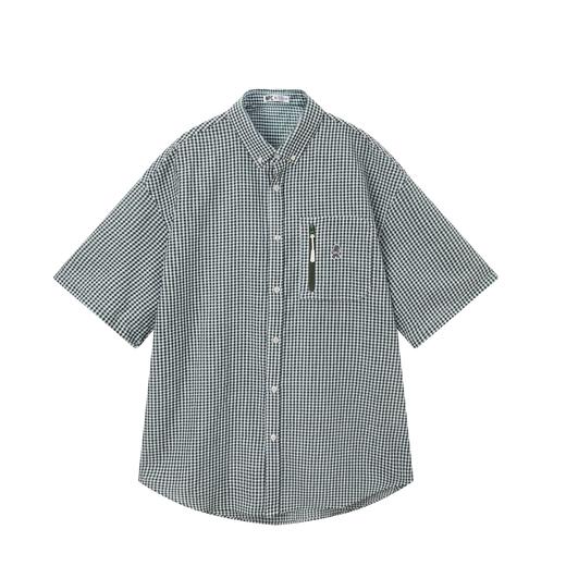 NPC潮牌胸前口袋拉链泡泡纱格纹短袖衬衫休闲舒适透气NP33SH27 商品图6