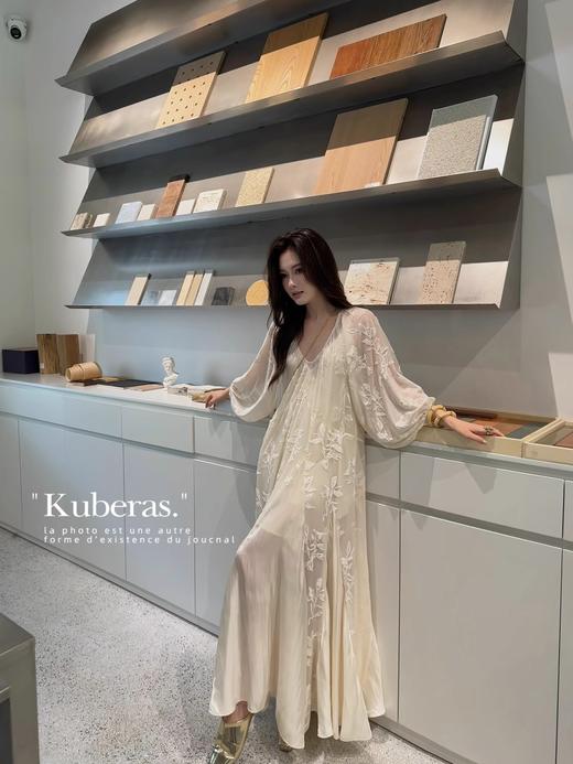 法式鱼尾植绒拼接长裙送防透吊带 商品图1