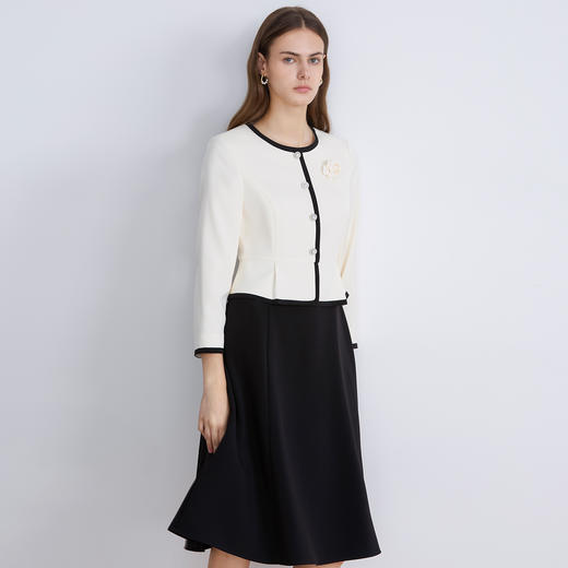 【早秋连衣裙】EITIE爱特爱精致小香风假两件优雅气质2025秋新款连衣裙C2507824 商品图1