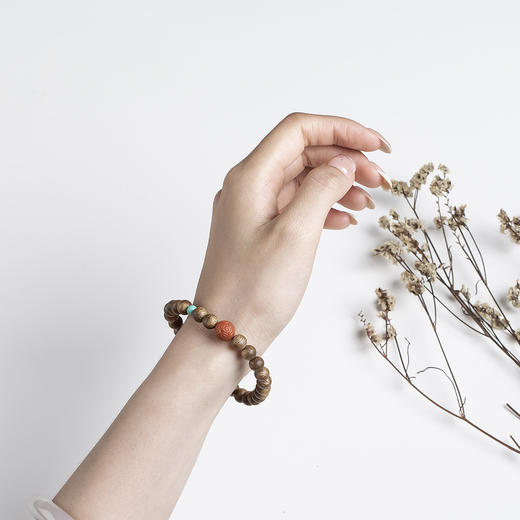 xy0482沉香+南红回纹珠绿松石手串 商品图9