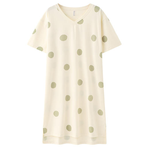 丁摩 大码睡裙女夏季薄款半袖波点中长裙外穿甜美可爱女士【棉+莫代尔】睡裙5ZF-  22581 商品图4