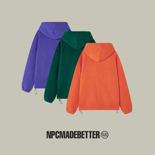 NPC潮牌CC系列仿羊羔毛连帽刺绣卫衣秋冬情侣加绒卫衣CC3AST40 商品图1