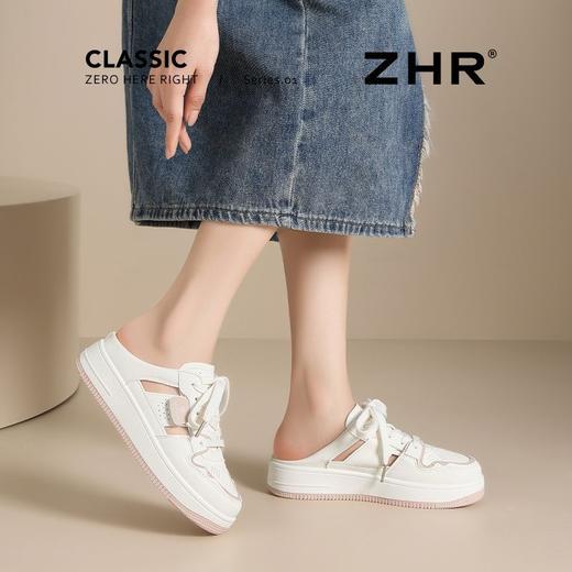 ZHR则则镂空透气包头半拖鞋女夏季小白鞋软底小白鞋半拖鞋女外穿 商品图7
