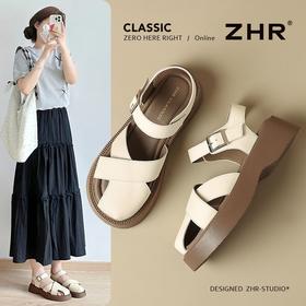 ZHR则则厚底罗马凉鞋女2025新款夏季松糕底女鞋超软舒适包头凉鞋