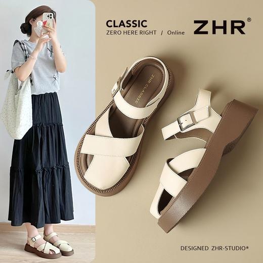 ZHR则则厚底罗马凉鞋女2025新款夏季松糕底女鞋超软舒适包头凉鞋 商品图0