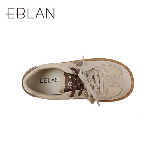 2楼伊伴2025年秋季撞色鞋带德训鞋防滑橡胶大底单鞋B25432501 商品图2