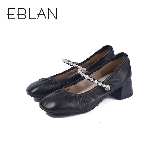 2楼伊伴2025秋季稳健粗跟柔软羊皮玛丽珍单鞋B25421254 商品图4