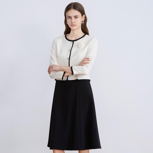 【早秋连衣裙】EITIE爱特爱精致小香风假两件优雅气质2025秋新款连衣裙C2507824 商品图2