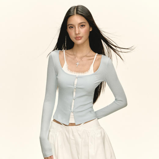 Ariseism 美式复古设计感长袖T恤女秋季新款辣妹修身上衣 商品图2