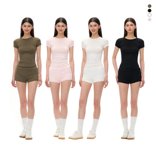 Ariseism 美式复古短袖+短裤女两件套套装女夏季新款 商品图0