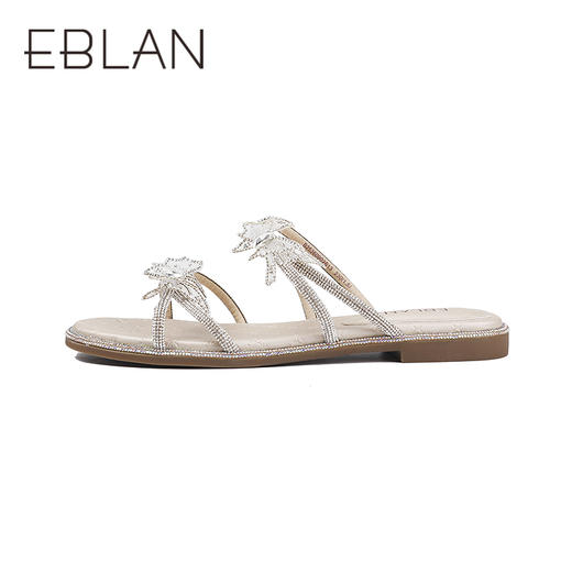 2楼伊伴2025年夏季网面烫钻蝴蝶星光钻带凉鞋B25360902 商品图1