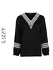 LIZZY 复古优雅百搭通勤弹力缎真丝刺绣V领衬衫7401 商品缩略图5
