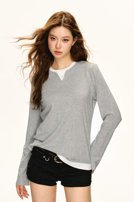 Ariseism 美式复古设计感长袖T恤女秋季新款辣妹修身上衣 商品图5